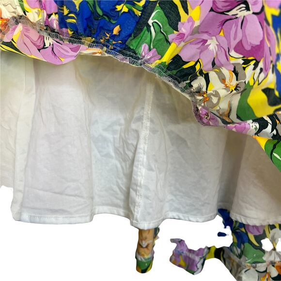 Ann Taylor Petite Bright Floral Tiered Skirt Bow Tie Size 0P A-Line Knee Length - Picture 9 of 10